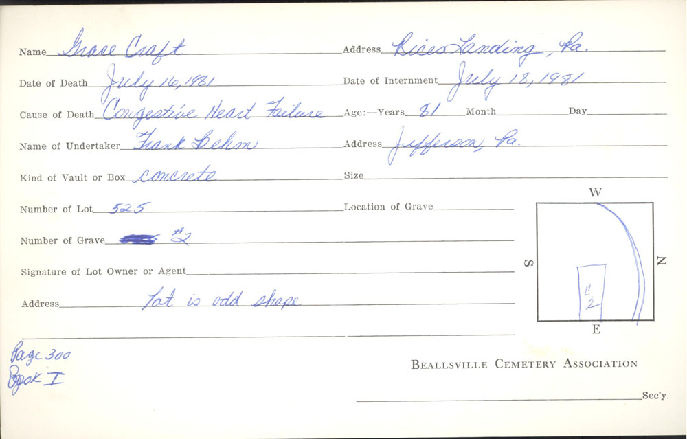 burial card